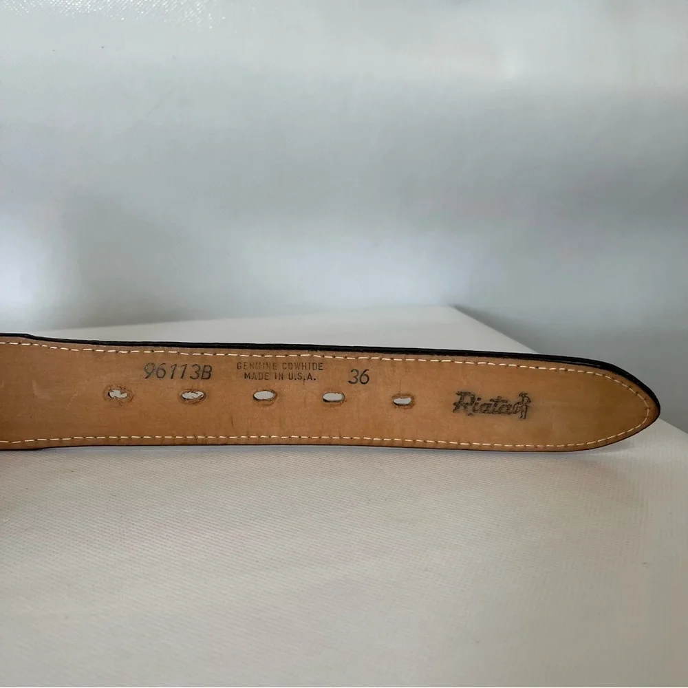 Vintage Riata Western Gray Leather Belt